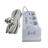 Удлинитель сетевой белый с беспроводной зарядкой 5 метров, 3 евро розетки, 4 USB порта, Type C, 2500 оптом